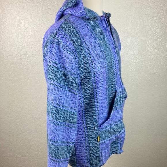 Molina Baja Men's Purple & Green Woven Full Zip Hoodie Sweater Sz L (42-44) - Picture 6 of 10